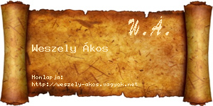 Weszely Ákos névjegykártya